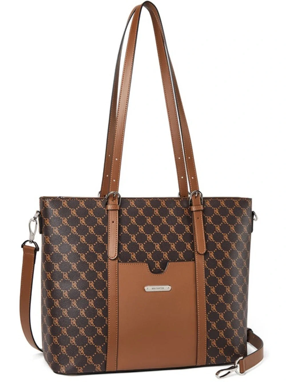 Bostanten Carol Women Briefcase Vintage Tote in Coffee and Brown Monogram NEW